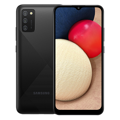 a samsung A02S mobile in black