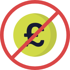 a green pound sign with a red cross overlaying
