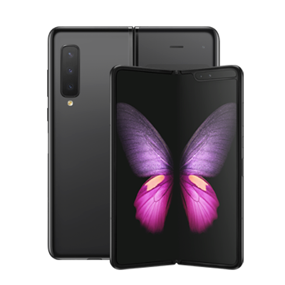 a samsung galaxy zfold mobile in black