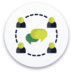 green illustrated people connected in a circle