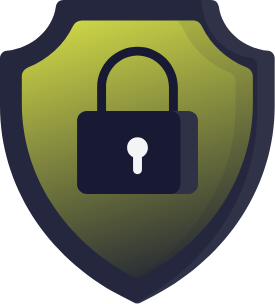 a green shield featuring a black padlock