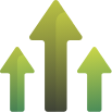 three green up arrows