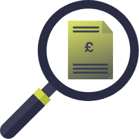 a magnifying glass with a sheet in the middle