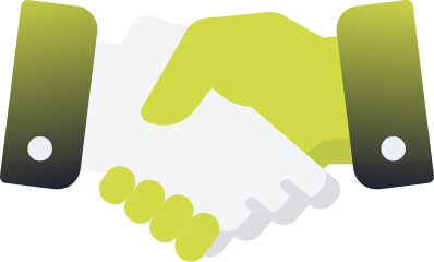 green and white hands shaking