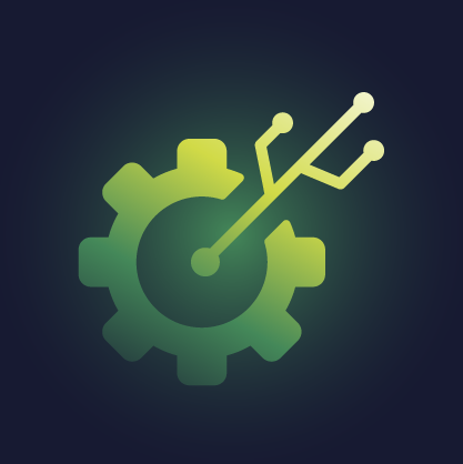 cog with a usb logo on the side