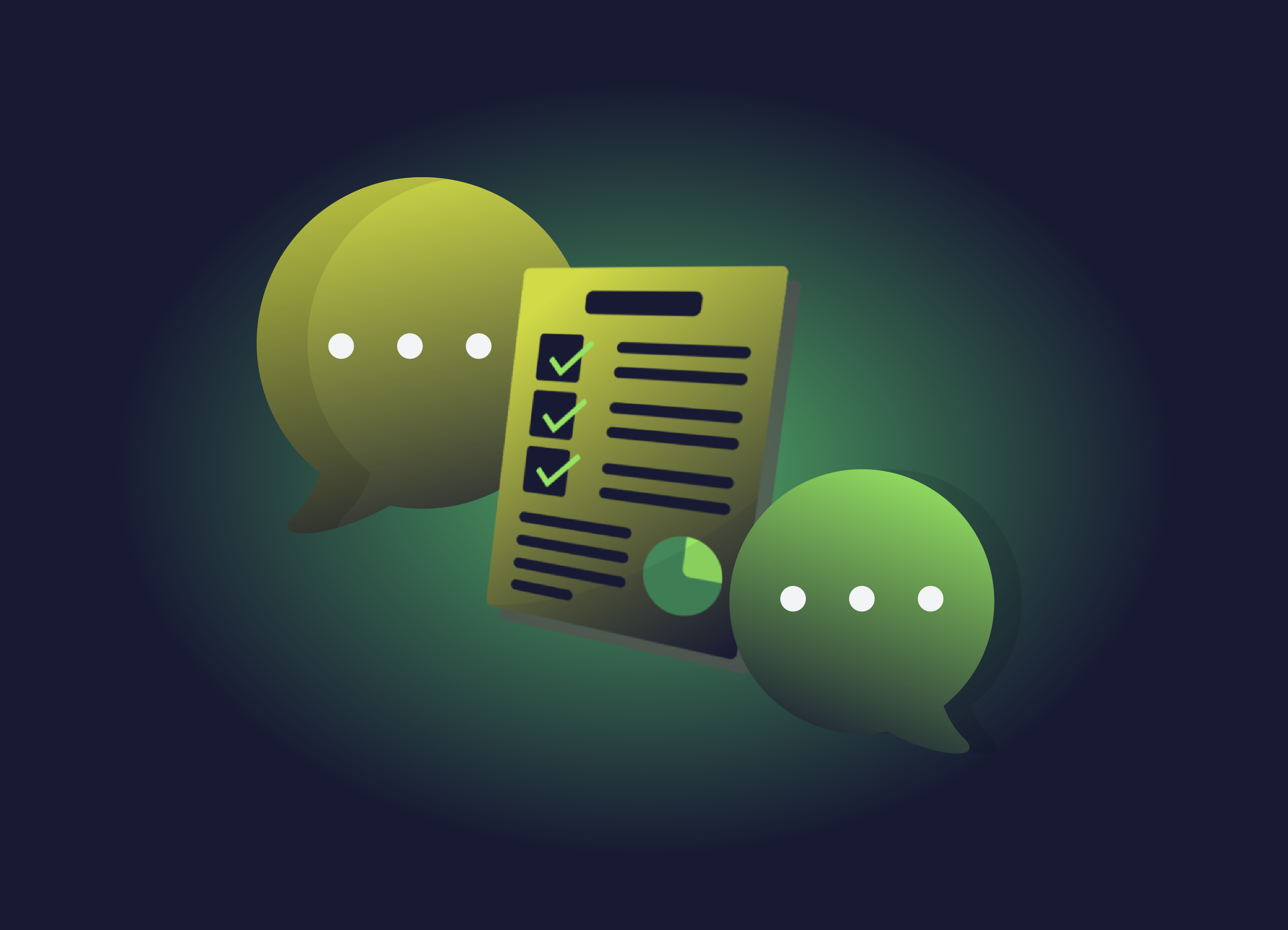 checklist with messenger bubbles surrounding