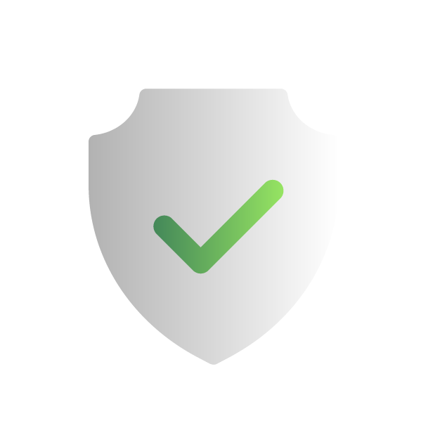 grey shield with green tick icon