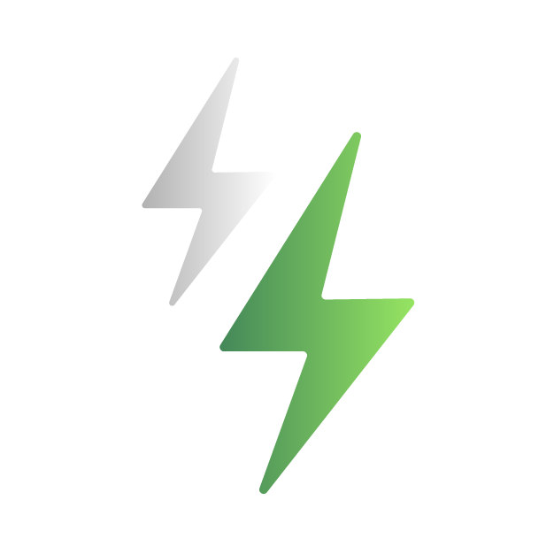 grey and green lightning bolts