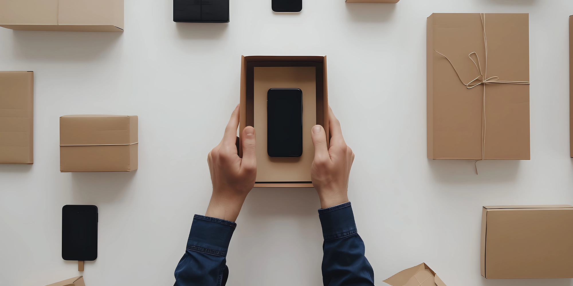 mobile within a cardboard