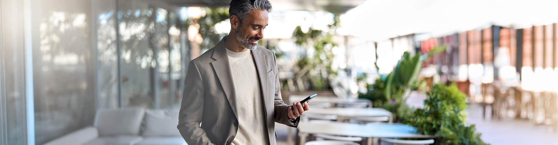 person using a mobile outside